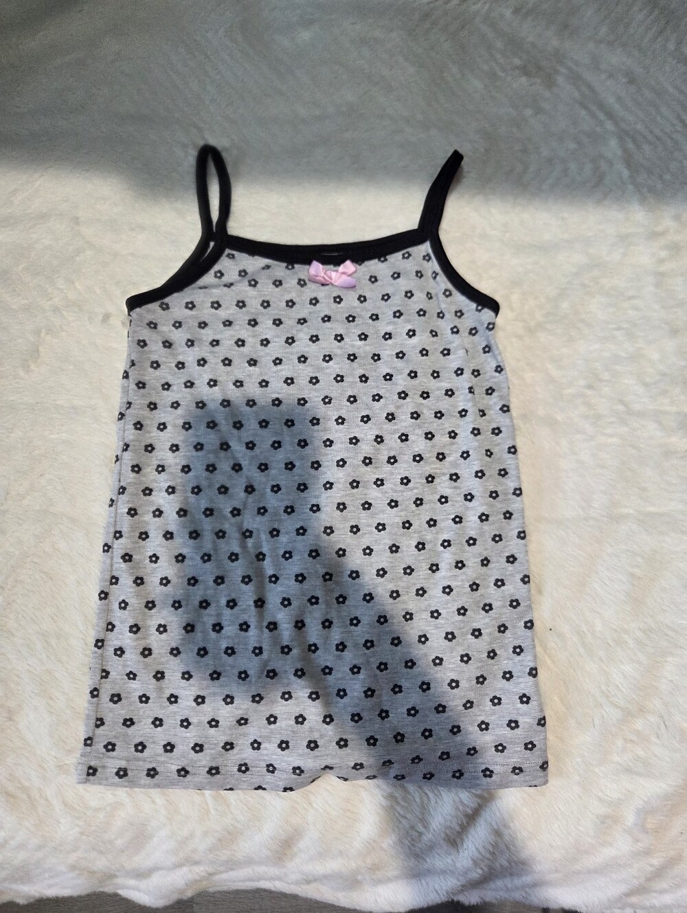 Girls Floral Print Tank Dress with Pink Bow